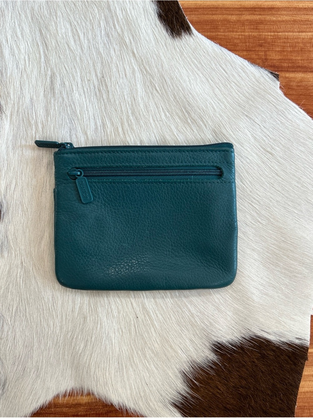 Buxton Coin Purse ID Window Genuine Leather Green